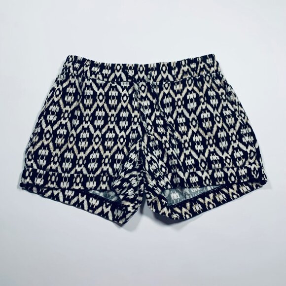 Old Navy Black Neutral Ikat Print Linen Blend Pull On Shorts XS - Picture 1 of 5